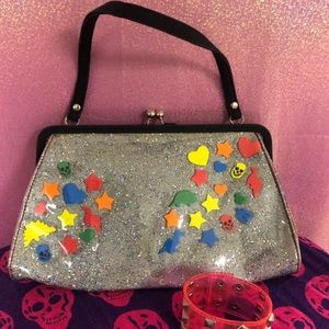Glittery Emo kiss lock purse